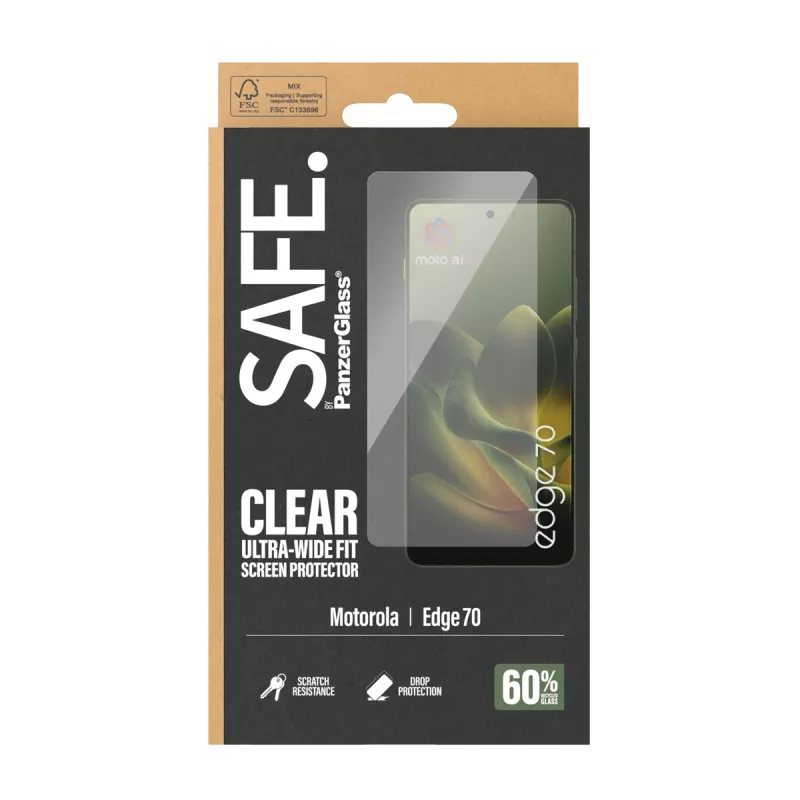 “PanzerGlass SAFE. by ®” ekrano apsauga “Motorola Edge 70” | itin platus pritaikymas