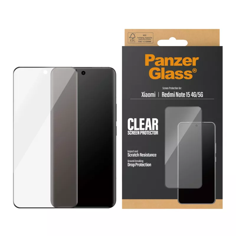 PanzerGlass ® Apsauginis stiklas Xiaomi Redmi Note 15 4G | 5G | Ultra-Wide Fit