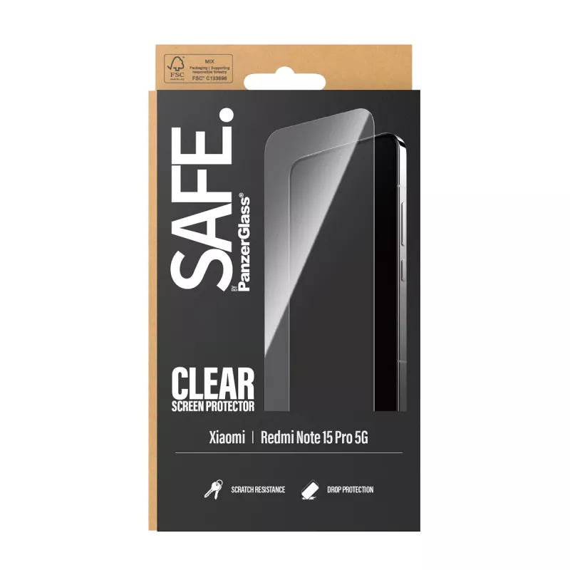 PanzerGlass SAFE. by ® Ekrano apsauga Xiaomi Redmi Note 15 Pro 5G | Ultra-Wide Fit
