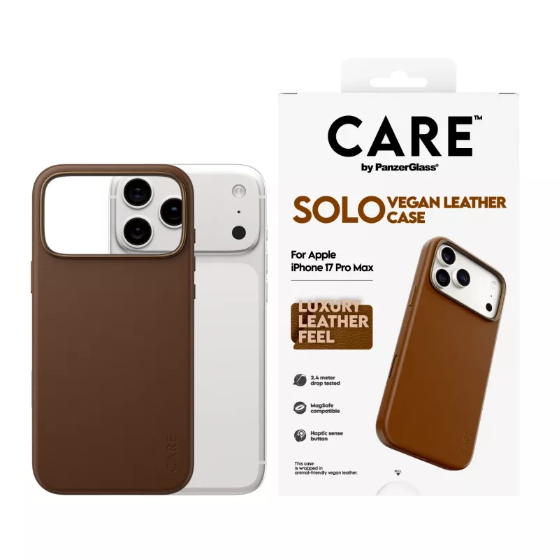 Telefono dėklas PanzerGlass CARE Solo Case Brown, skirtas Apple iPhone 17 Pro Max, dėklas, rudas