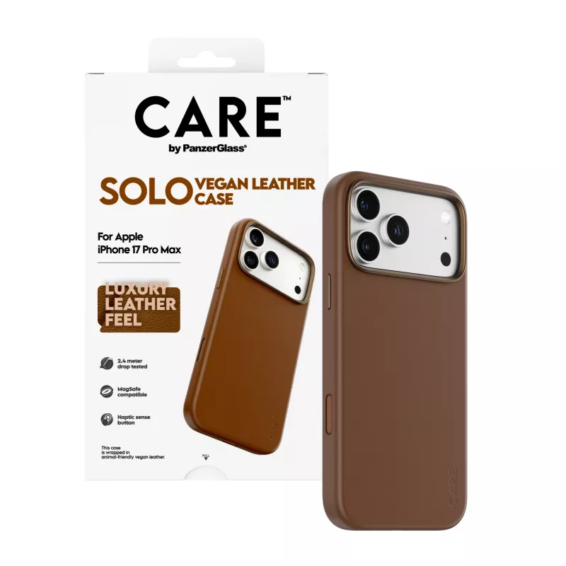 Telefono dėklas PanzerGlass CARE Solo Case Brown, skirtas Apple iPhone 17 Pro Max, dėklas, rudas