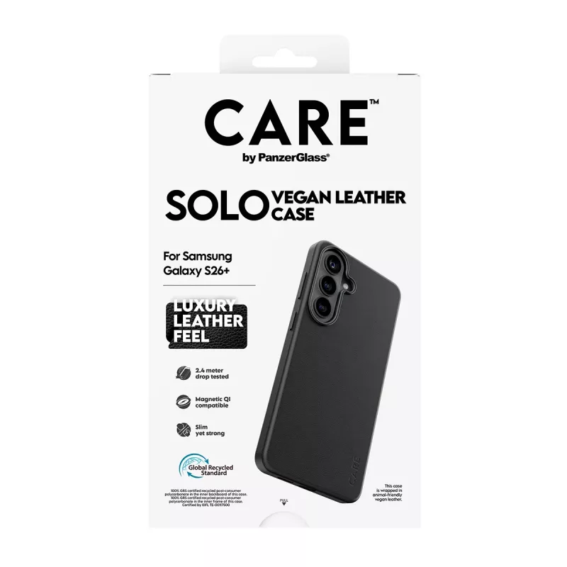 Telefono dėklas PanzerGlass CARE Solo dėklas Samsung Galaxy S26+ – juoda, suderinama su Galaxy S26+