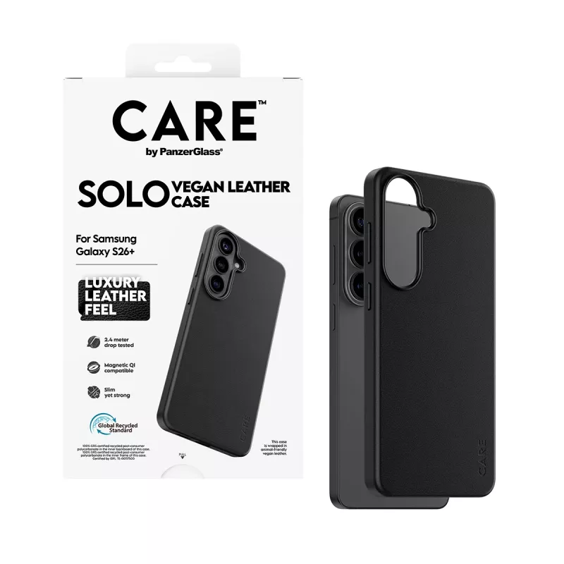 Telefono dėklas PanzerGlass CARE Solo dėklas Samsung Galaxy S26+ – juoda, suderinama su Galaxy S26+