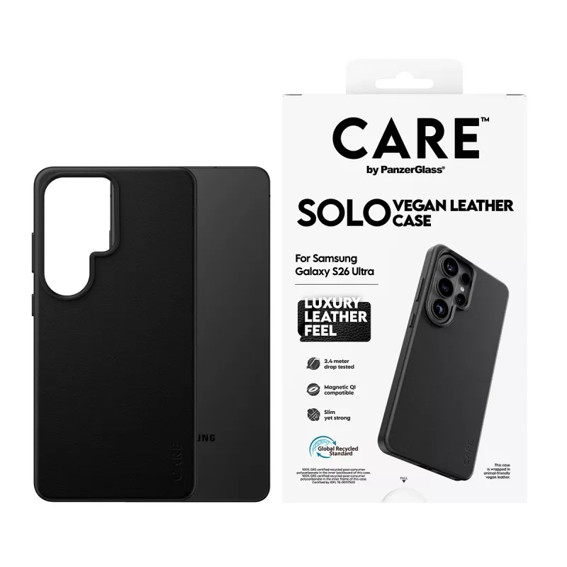 PanzerGlass CARE Solo dangtelis Samsung Galaxy S26 Ultra, juodas, suderinamas su Qi
