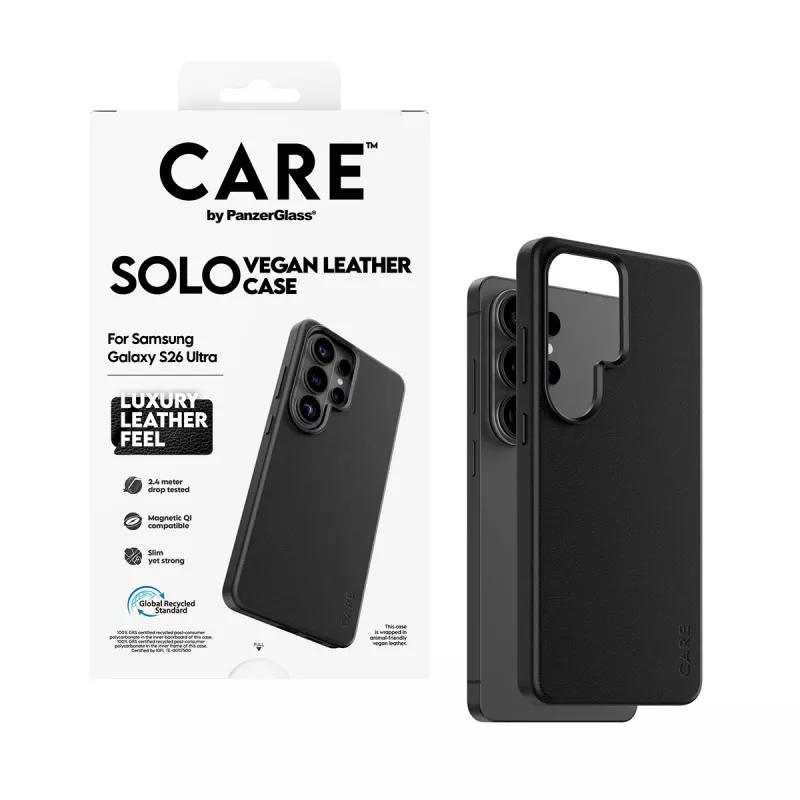 PanzerGlass CARE Solo dangtelis Samsung Galaxy S26 Ultra, juodas, suderinamas su Qi