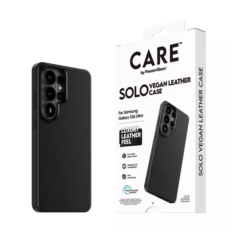 PanzerGlass CARE Solo dangtelis Samsung Galaxy S26 Ultra, juodas, suderinamas su Qi