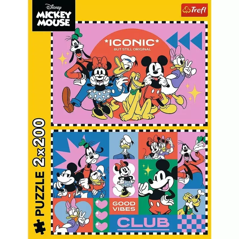 Dėlionė TREFL Puzzle 2x200 detalių „Laikas su draugais Miki Donald“ — 2 dėlionės, po 200 vnt.