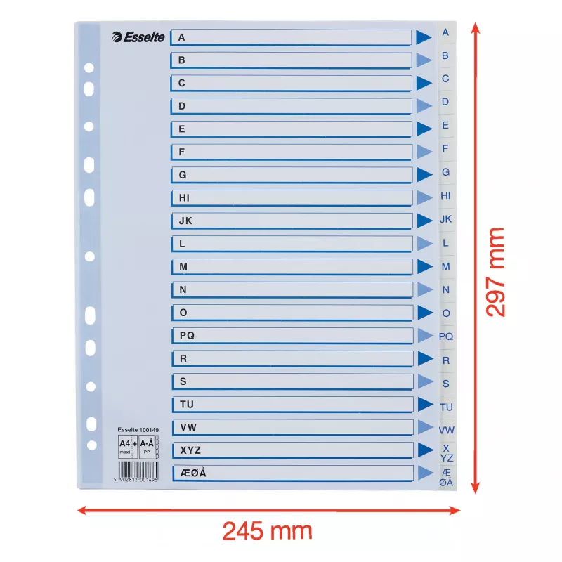 Esselte 100149 skirtukų rinkinys Polipropilenas (PP) Baltas