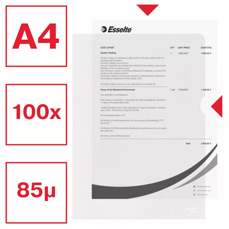 Esselte Essential aplankas A4, 30 % perdirbto plastiko, gauto prieš vartojimą