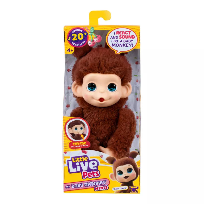 Moose Toys Little Live Pets My Baby Monkey 'Chikki Cherry', Berniukas/Mergaitė, 2 m., Skleidžiantis garsus