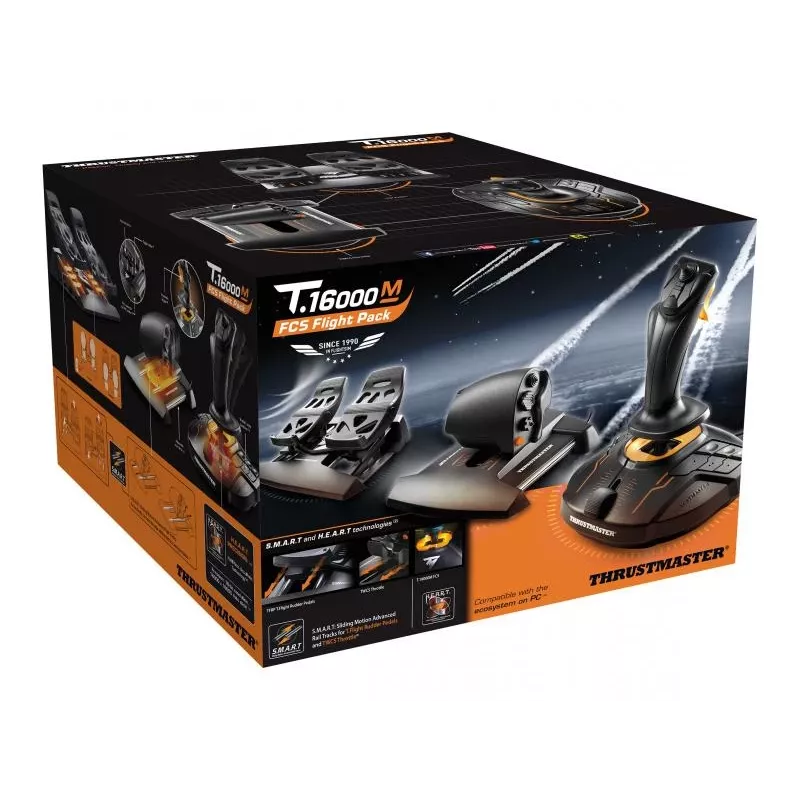 Thrustmaster T-16000M FCS Flight Pack Juoda USB Joystick Analogue / Digital MAC, PC