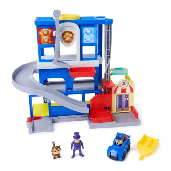 PAW Patrol : Pup Squad, Search & Rescue HQ Playset su Chase Pup Squad lenktynininku, Humdinger veiksmo figūrėle ir Kitty draugu, vaikiški žaislai berniukams ir mergaitėms nuo 3 metų