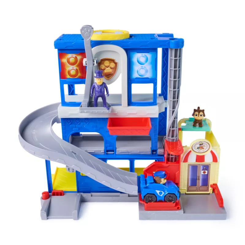 PAW Patrol : Pup Squad, Search & Rescue HQ Playset su Chase Pup Squad lenktynininku, Humdinger veiksmo figūrėle ir Kitty draugu, vaikiški žaislai berniukams ir mergaitėms nuo 3 metų