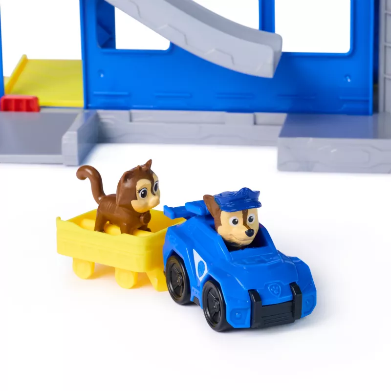 PAW Patrol : Pup Squad, Search & Rescue HQ Playset su Chase Pup Squad lenktynininku, Humdinger veiksmo figūrėle ir Kitty draugu, vaikiški žaislai berniukams ir mergaitėms nuo 3 metų