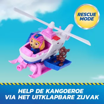 PAW Patrol: Search & Rescue, Skye gelbėjimo sraigtasparnis su 2 figūrėlėmis, herojų sraigtasparnio žaislas su atitraukimo ir paleidimo veiksmu, žaislai vaikams berniukams ir mergaitėms nuo 3 metų