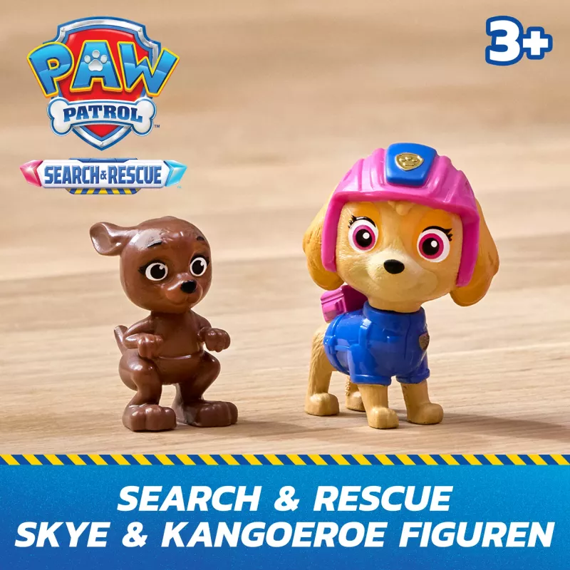 PAW Patrol: Search & Rescue, Skye gelbėjimo sraigtasparnis su 2 figūrėlėmis, herojų sraigtasparnio žaislas su atitraukimo ir paleidimo veiksmu, žaislai vaikams berniukams ir mergaitėms nuo 3 metų