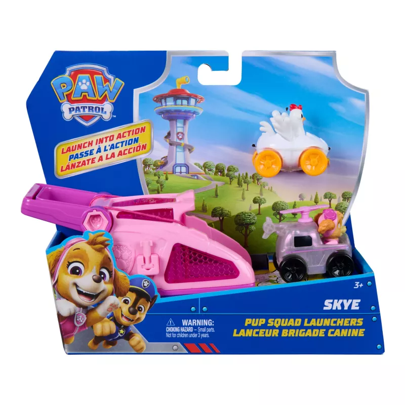 PAW Patrol Skye Pup Squad leidimo įrenginių komplektas su Chickaletta transporto priemone, 2 vnt. rinkinys, žaislai berniukams ir mergaitėms nuo 3 metų