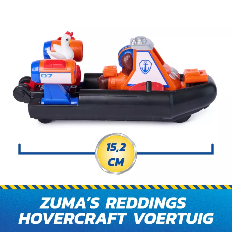 PAW Patrol : Search & Rescue, Zuma Rescue Hovercraft vandens transporto priemonė su 2 figūrėlėmis, žaislinė valtis su atitraukimo veiksmu, vaikiški žaislai berniukams ir mergaitėms nuo 3 metų