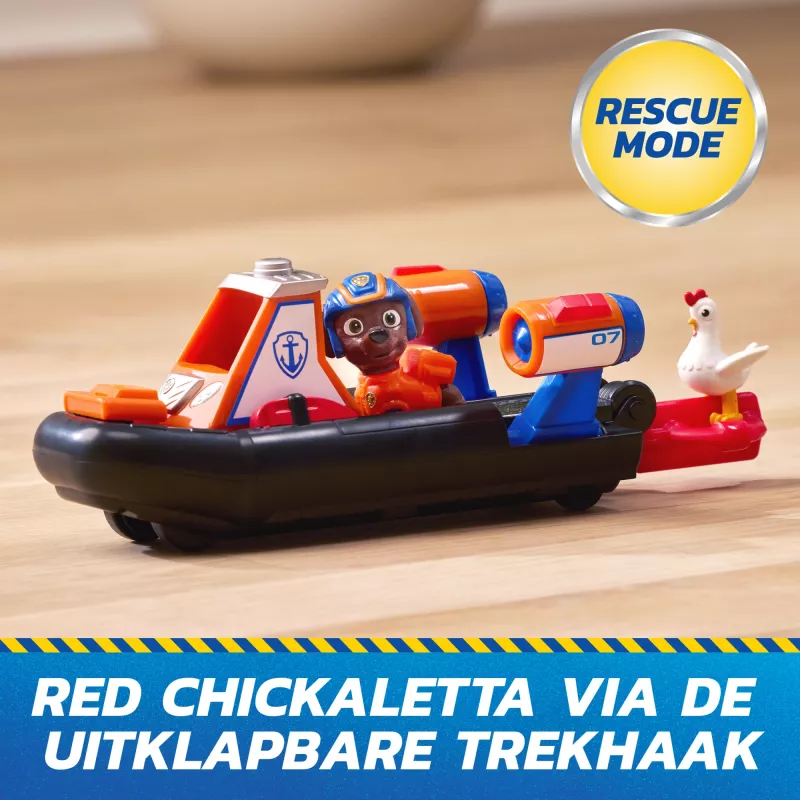 PAW Patrol : Search & Rescue, Zuma Rescue Hovercraft vandens transporto priemonė su 2 figūrėlėmis, žaislinė valtis su atitraukimo veiksmu, vaikiški žaislai berniukams ir mergaitėms nuo 3 metų