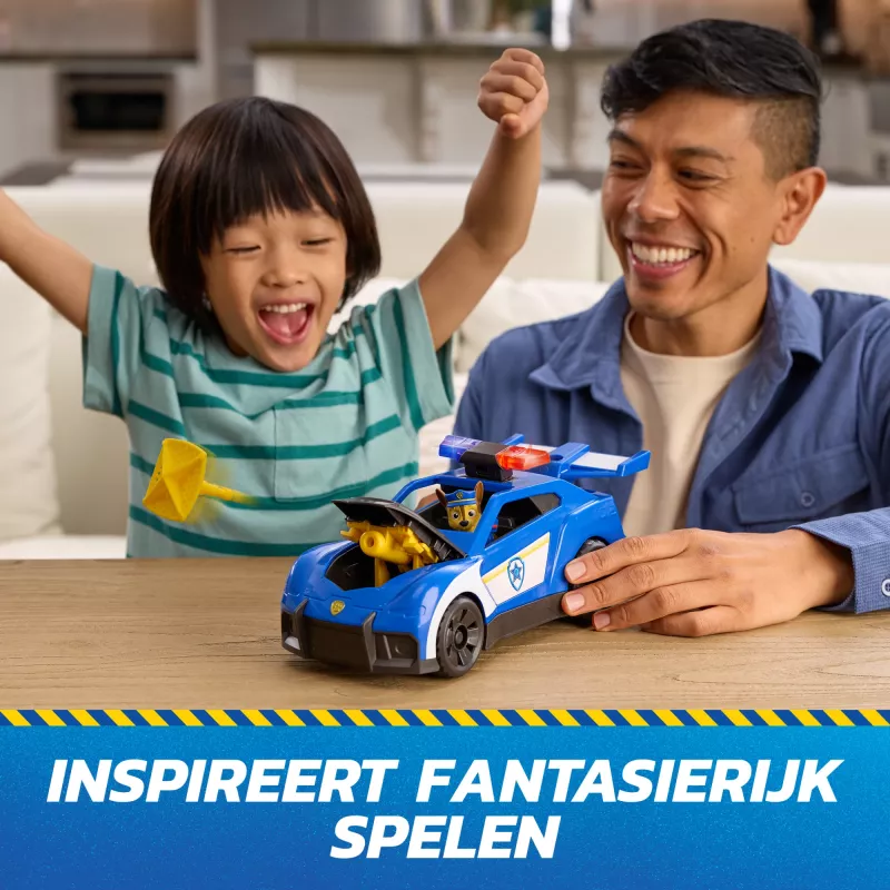 PAW Patrol : Search & Rescue, Chase Launch 'N' Rescue Cruiser su figūrėle ir 2 sviediniais, šviesomis, garsais ir paslėptu paleidimo mechanizmu, vaikiški žaislai berniukams ir mergaitėms nuo 3 metų