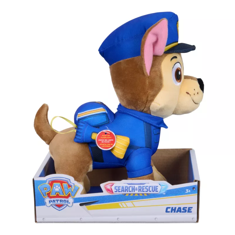 PAW Patrol : Search and Rescue Chase, pliušinis žaislas su žibintuvėlio priedu, ikimokyklinio amžiaus žaislai, vaikiški žaislai berniukams ir mergaitėms, nuo 3 metų, 10”