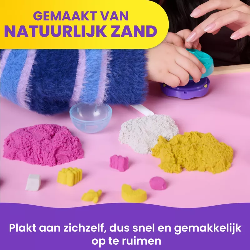 Kinetic Sand, Smoothie Mixer žaidimų rinkinys, Velykų krepšelio priedai, apima 14 oz formuojamo žaidimo smėlio, įrankiai ir ledinuko formelė, žaidimo maisto žaislas