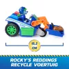 PAW Patrol: Paieška ir gelbėjimas, Rocky gelbėjimo perdirbėjo transporto priemonė su 2 figūrėlėmis, žaislinis automobilis su atitraukimo mechanizmu, vaikiški žaislai berniukams ir mergaitėms nuo 3 metų