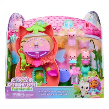 Gabby's Dollhouse Fairylandia, Kitty Fairy’s Flutter-riffic žaidimų rinkinys su 12 dalių ir išskirtiniu Flutter-riffic žiedu, žaislai vaikams mergaitėms ir berniukams nuo 3 metų