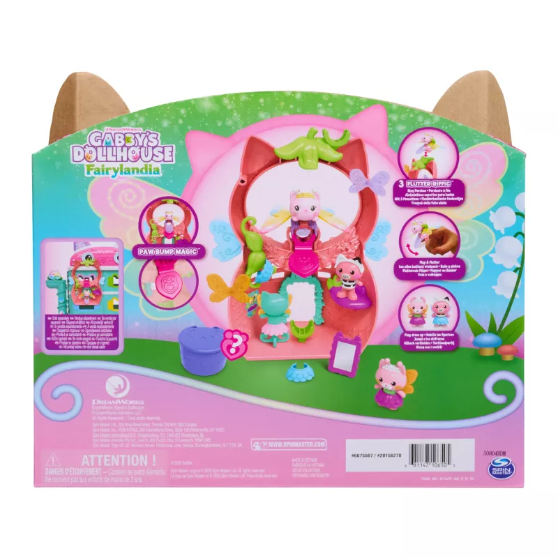 Gabby's Dollhouse Fairylandia, Kitty Fairy’s Flutter-riffic žaidimų rinkinys su 12 dalių ir išskirtiniu Flutter-riffic žiedu, žaislai vaikams mergaitėms ir berniukams nuo 3 metų