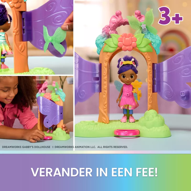 Gabby's Dollhouse Fairylandia, fėjų magijos atskleidimo žaidimų rinkinys su transformacijos funkcija ir lėlių namelio priedais, žaislai mergaitėms ir berniukams nuo 3 metų