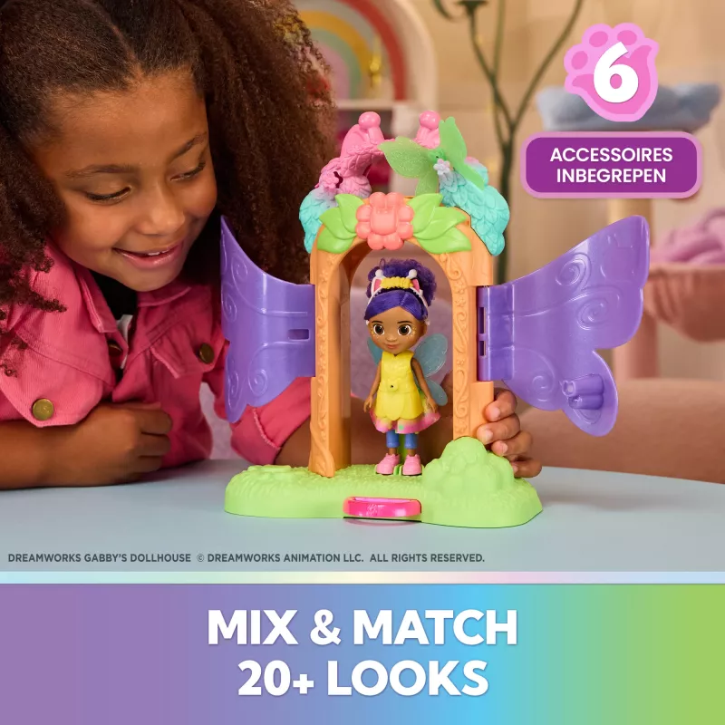 Gabby's Dollhouse Fairylandia, fėjų magijos atskleidimo žaidimų rinkinys su transformacijos funkcija ir lėlių namelio priedais, žaislai mergaitėms ir berniukams nuo 3 metų