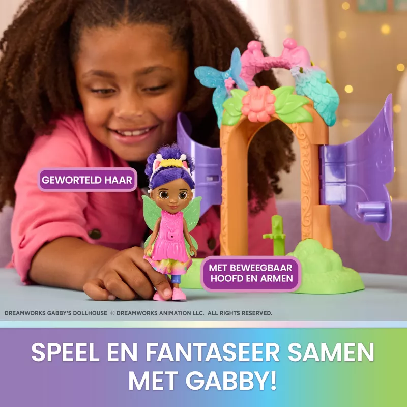 Gabby's Dollhouse Fairylandia, fėjų magijos atskleidimo žaidimų rinkinys su transformacijos funkcija ir lėlių namelio priedais, žaislai mergaitėms ir berniukams nuo 3 metų