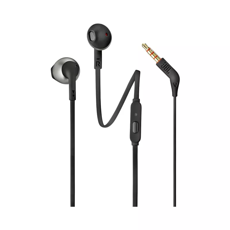 JBL Tune 205 JUODI, laidinės, 20 - 20000 Hz, skambučiams / muzikai, 14.3 g, ausinės, juodos