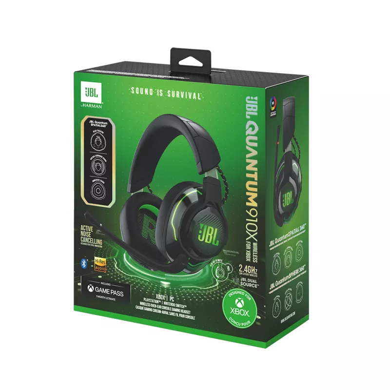 JBL Quantum 910X ausinės Laidinės ir belaidės Galvos juosta Skirta žaidimams USB Type-C Bluetooth Juoda, Žalia