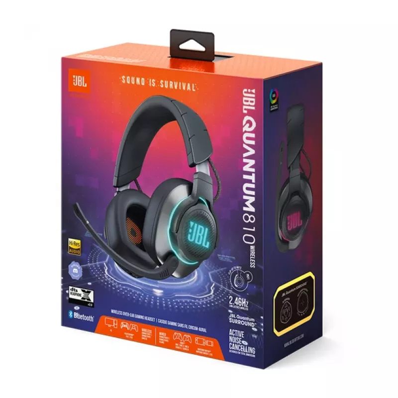 JBL Quantum 810 ausinės belaidės ant galvos žaidimams USB Type-C Bluetooth juodos