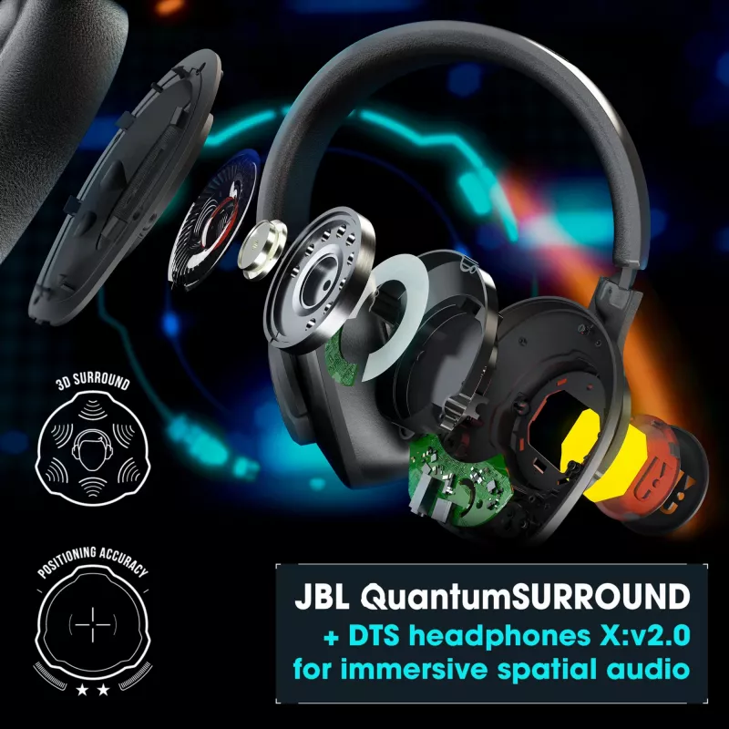 JBL Quantum 400 JUODA, laidinės, žaidimams, 20 - 20000 Hz, 248 g, Ausinės, juoda