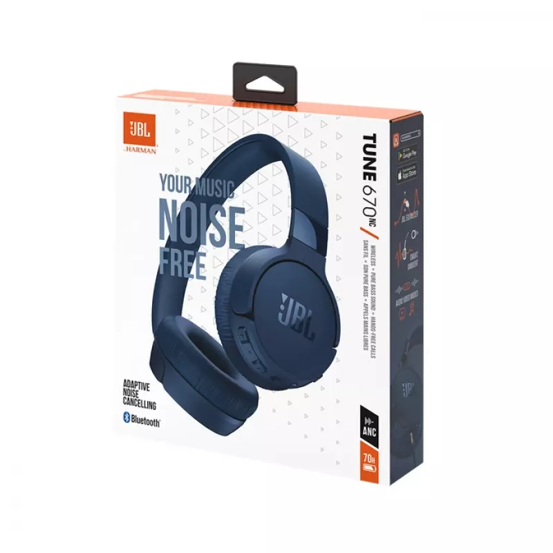 JBL Tune 670 NC ausinės Laidinės ir belaidės Ant galvos Skambučiai / Muzika USB Type-C Bluetooth Mėlyna