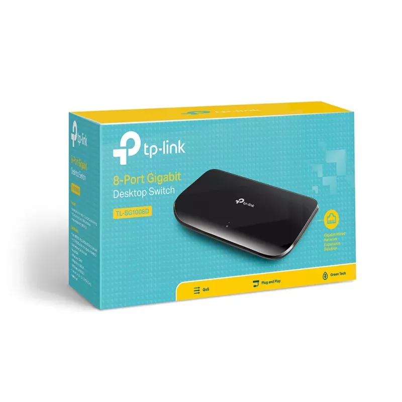 TP-Link 8 prievadų gigabitinis stalinis tinklo komutatorius, nevaldomas, Gigabit Ethernet (10/100/1000), montuojamas ant sienos