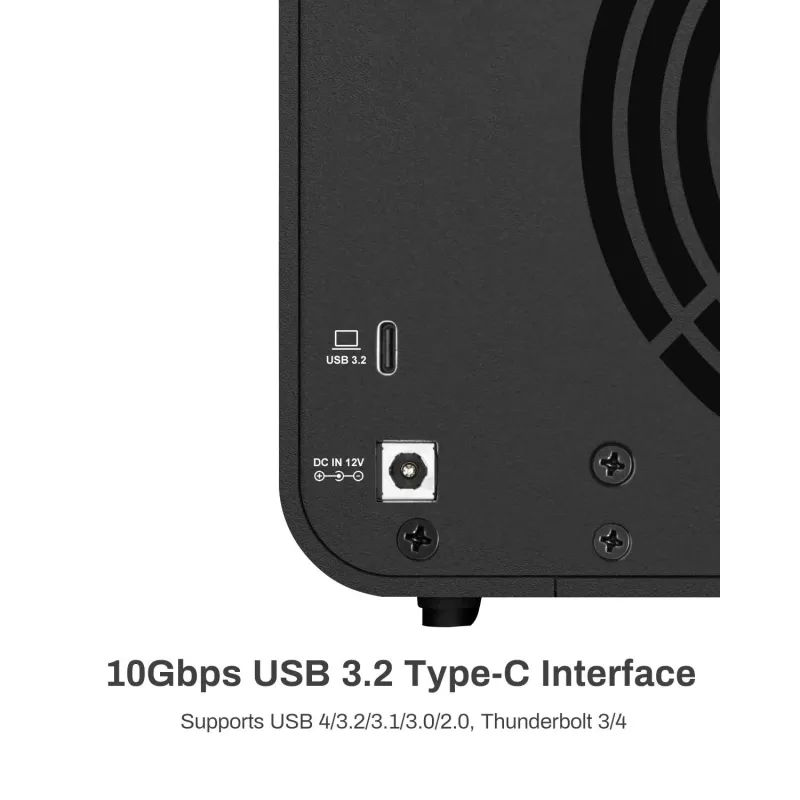 TerraMaster D4-320 išorinis diskų masyvas, juodas, 4 skyriai HDD/SSD