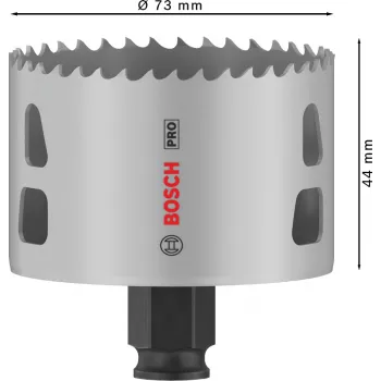 Bosch PRO Multi Material PC Plus, 44/73 mm, viengubas, grąžtas, gipso kartonas, metalas, spalvotieji metalai, plastikas, spygliuočių mediena, juoda, pilka, kobalto plienas, kobalto lydinio greitaeigis plienas (HSS-Co)