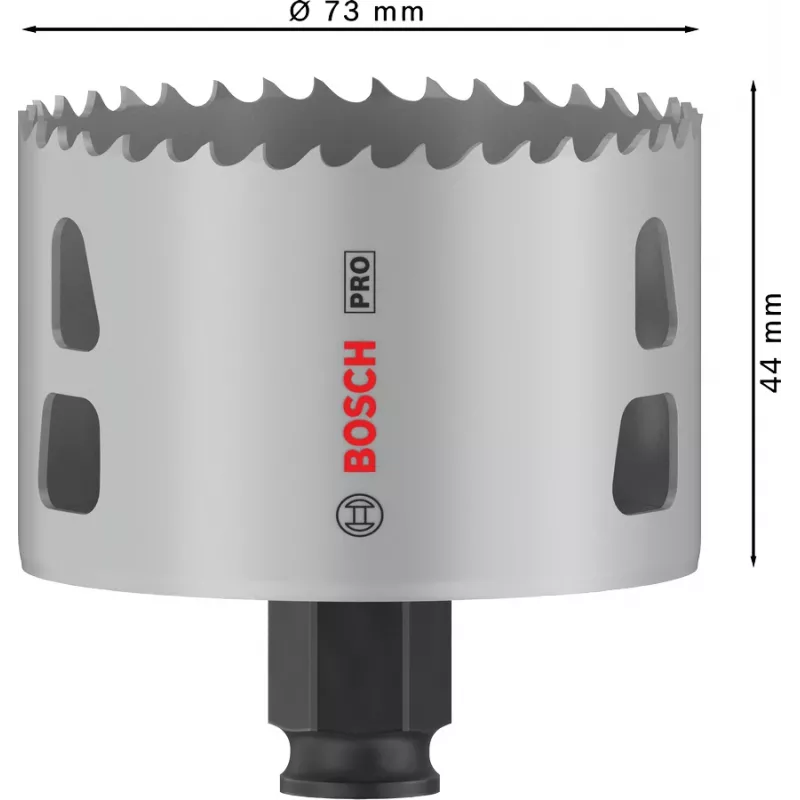 Bosch PRO Multi Material PC Plus, 44/73 mm, viengubas, grąžtas, gipso kartonas, metalas, spalvotieji metalai, plastikas, spygliuočių mediena, juoda, pilka, kobalto plienas, kobalto lydinio greitaeigis plienas (HSS-Co)