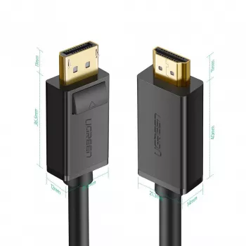 Ugreen 10202 vaizdo kabelio adapteris 2 m DisplayPort HDMI juoda