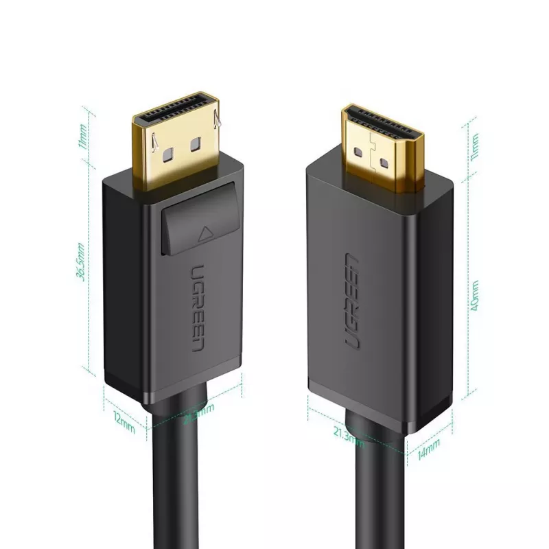 Ugreen 10202 vaizdo kabelio adapteris 2 m DisplayPort HDMI juoda
