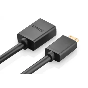 HDMI laidas Ugreen 20137 Mini-HDMI kištukas į HDMI lizdą Juoda Auksinė
