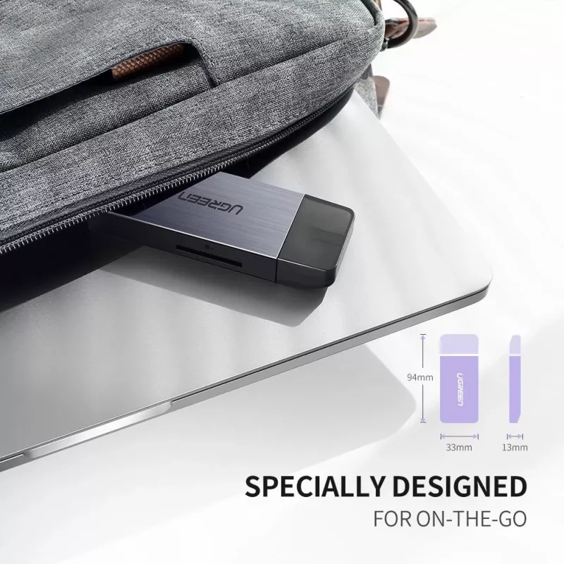Kortelių skaitytuvas UGREEN 50541 USB 3.2 Gen 1 (3.1 Gen 1) — CF, SD, MicroSD, Memory Stick, plieno spalva, 5000 Mbit/s