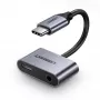 Ugreen CM193 USB-C į 3,5 mm garso adapteris, 2 prievadų, pilkas