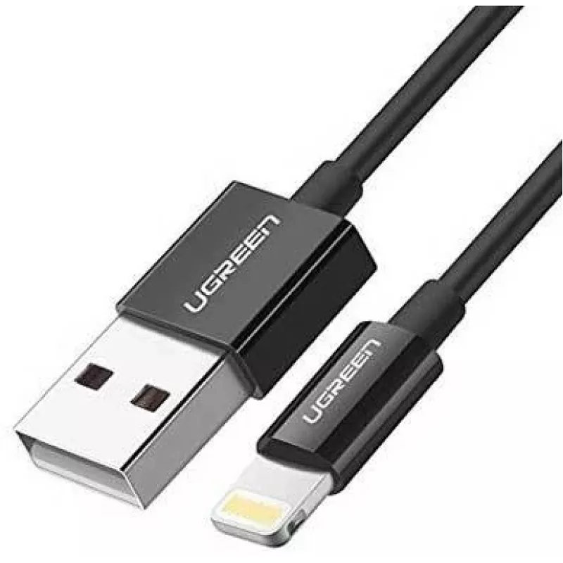 Ugreen 80823 US155 mobiliojo telefono laidas juodas 2 m USB A Lightning