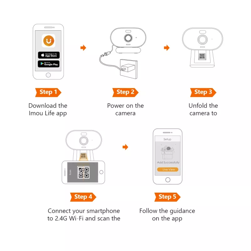 IP apsaugos kamera IMOU Versa IPC-C22FP-C — belaidė bullet tipo, 2 MP Full HD, 97°×52° matymo kampas, 8x skaitmeninis priartinimas, IP65