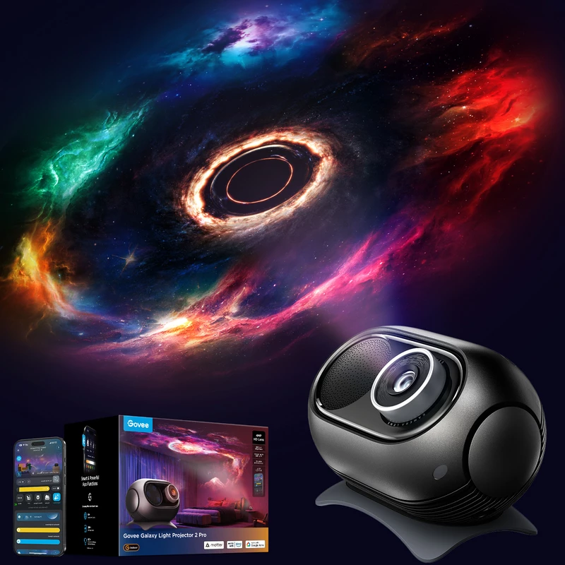 Stalinė lempa Govee Galaxy Light Projector 2 pro nuotaikos apšvietimas, juoda, 238×163×148 mm