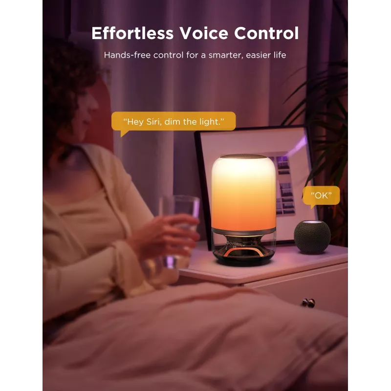 Stalinė lempa Govee H6020 Table Lamp 2 Pro Sound by JBL — RGBIC + šilta balta, 600 lm, Wi‑Fi ir Bluetooth, 5200 mAh